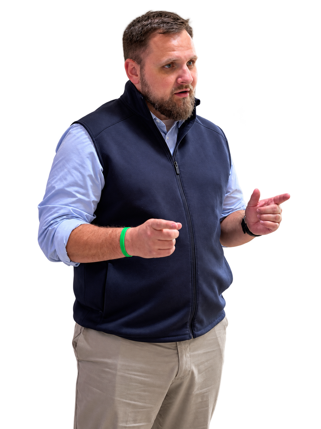 Josh Grubb speaking and gesturing