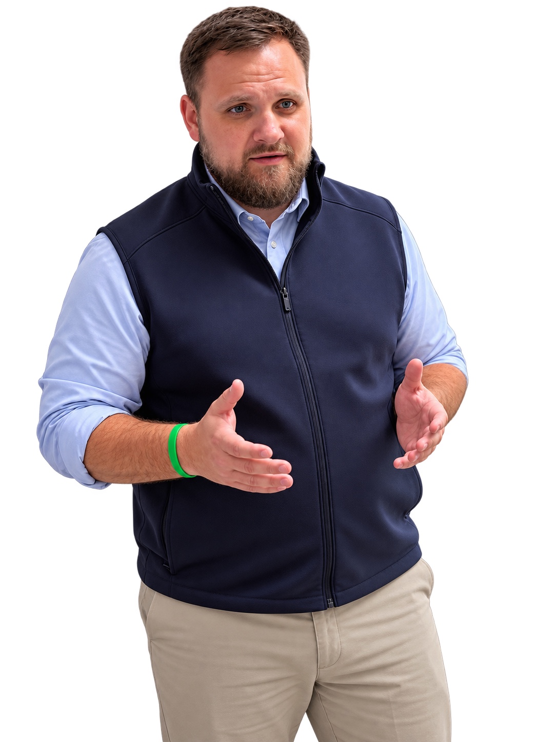 Josh Grubb standing in a navy vest and light blue shirt